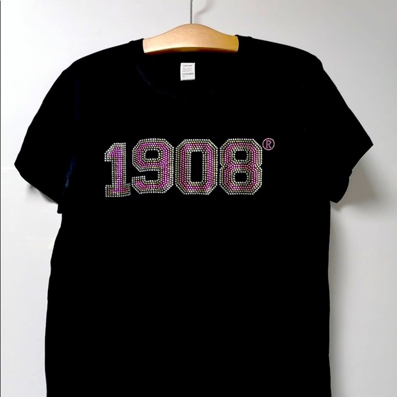 Alpha Kappa Alpha 1908 Rhinestone Bling T-Shirt - Picture 5 of 5